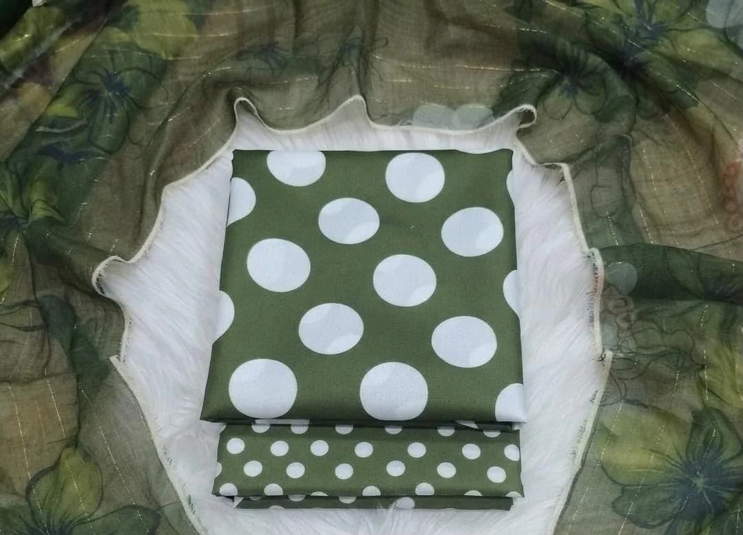 Alishba – Olive Polka Dot 3PC